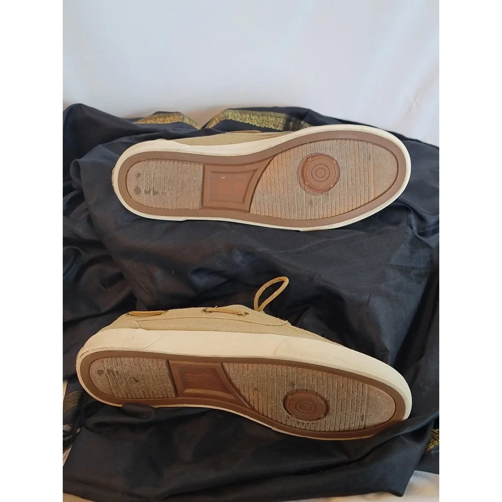 Polo Ralph Lauren Rylander Tan Washed Twill Boat Shoes Mens 11.5 D Loafers